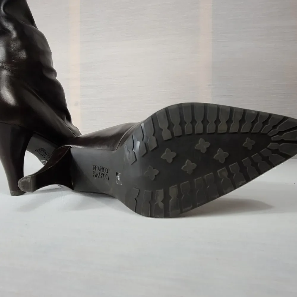 Predictions Black Leather Ankle Heel Boots